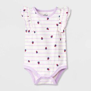 NWT Baby Girls' Solid Ruffle Bodysuit - Cat & Jack™ Cream 12M: Snap Closure, Tag